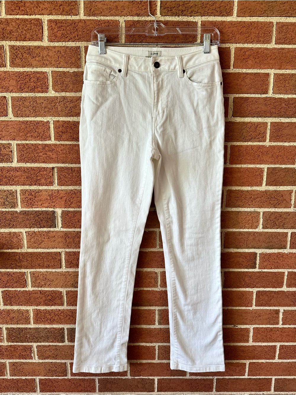 L.L. Bean Light Wash White Denim Classic Fit Straight Women's Jeans, Size 4